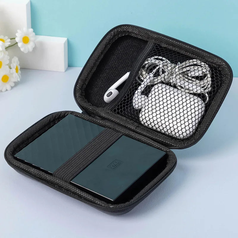 Portable EVA Zipper Pouch Cable Organizer for Chargers Power Banks & External Hard Drives - Single or 2-Pack